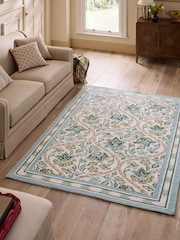 Nina Campbell Green Floral Hand Knotted Wool Rug - Image 1 of 5
