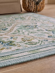 Nina Campbell Green Floral Hand Knotted Wool Rug - Image 3 of 5