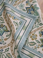 Nina Campbell Green Floral Hand Knotted Wool Rug - Image 4 of 5
