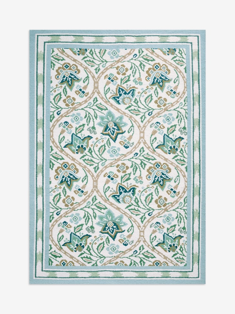 Nina Campbell Green Floral Hand Knotted Wool Rug - Image 5 of 5