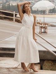 Forever New White Linen Blend Lindsey Tennis Dress - Image 1 of 4