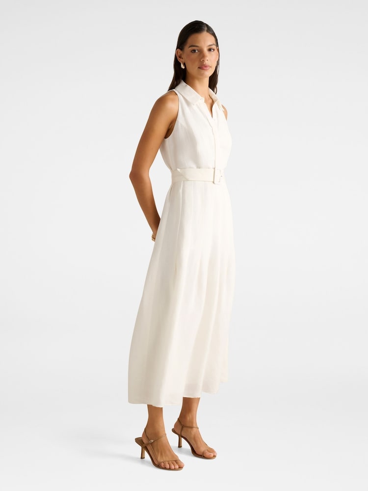 Forever New White Linen Blend Lindsey Tennis Dress - Image 4 of 4