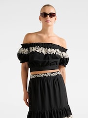 Forever New Black Blaire Embroidery Top - Image 1 of 5