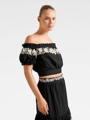 Forever New Black Blaire Embroidery Top - Image 4 of 5
