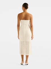 Forever New White Arianna Engineered Crochet Midi Dress - Image 2 of 4