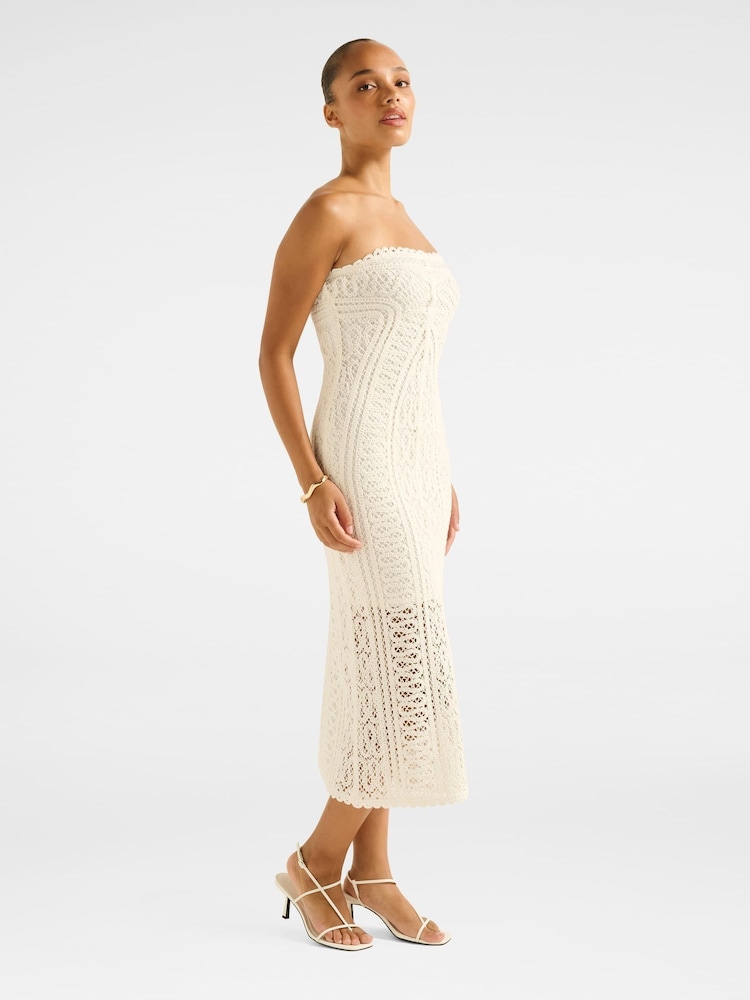 Forever New White Arianna Engineered Crochet Midi Dress - Image 4 of 4
