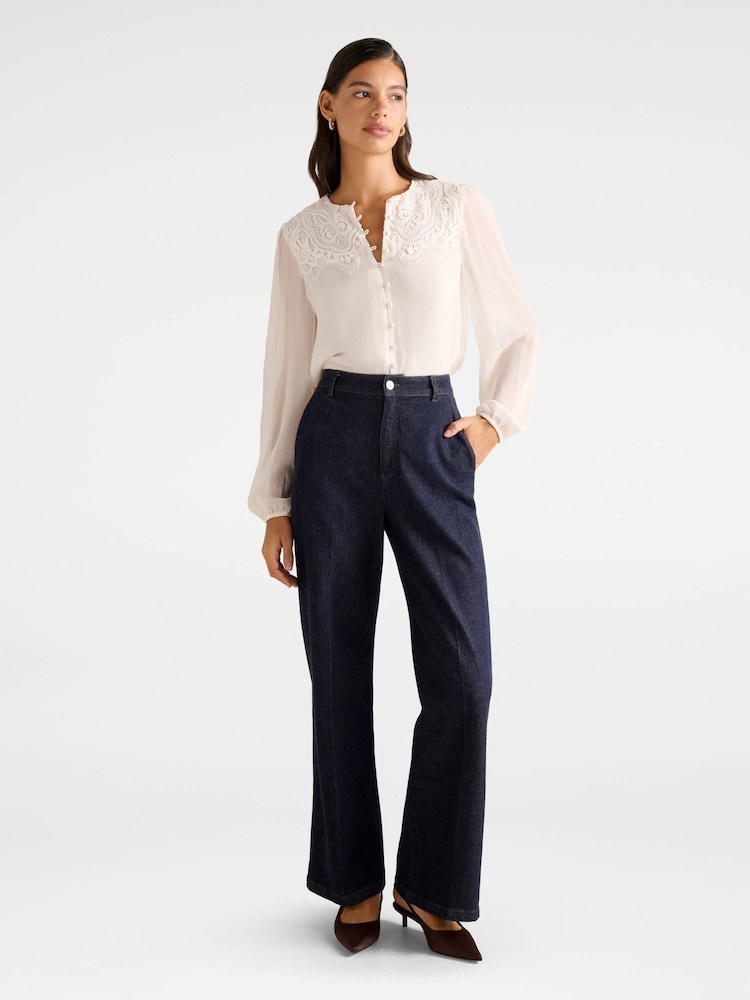 Forever New White Zoe Lace Yoke Blouse - Image 5 of 5
