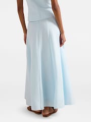 Forever New Blue Petite Linen Blend Georgina Godet Skirt - Image 2 of 5