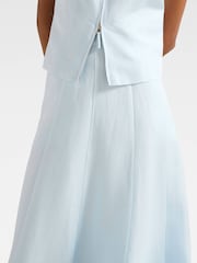 Forever New Blue Petite Linen Blend Georgina Godet Skirt - Image 3 of 5