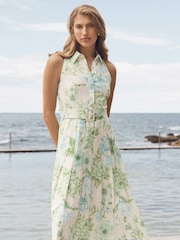 Forever New Cream Lindsey Tennis Contains Linen Dress - Image 1 of 4