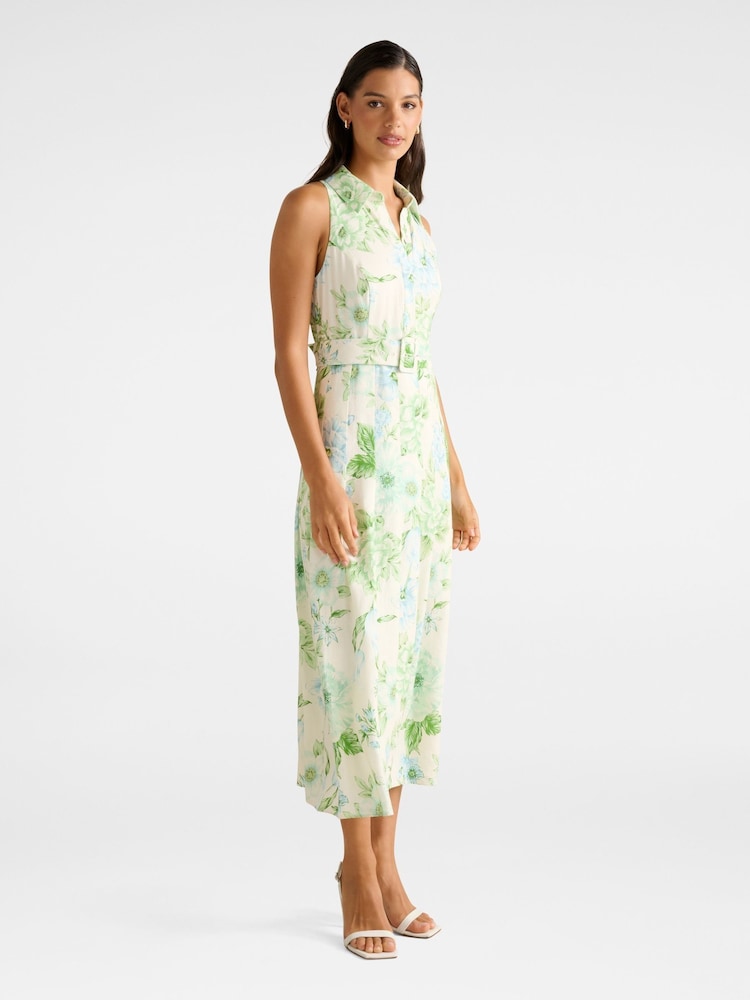Forever New Cream Lindsey Tennis Contains Linen Dress - Image 4 of 4