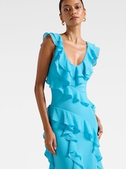 Forever New Blue Olive Petite Ruffle Dress - Image 3 of 4