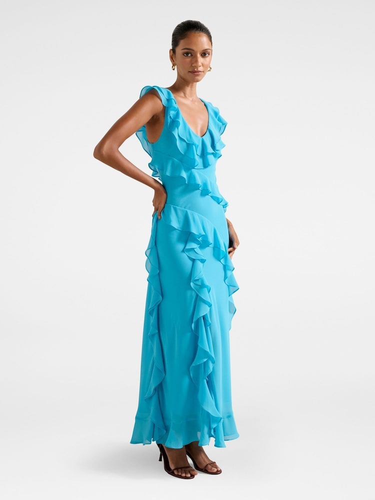 Forever New Blue Olive Petite Ruffle Dress - Image 4 of 4