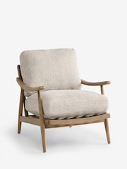 Textured Boucle Weave Mid Natural Hampton Wooden Accent Chair - Image 1 of 4