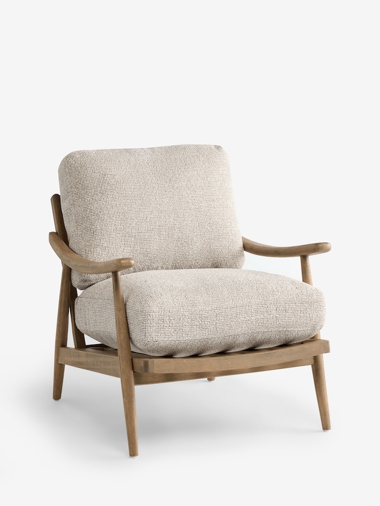 Textured Boucle Weave Mid Natural Hampton Wooden Accent Chair - Image 1 of 4