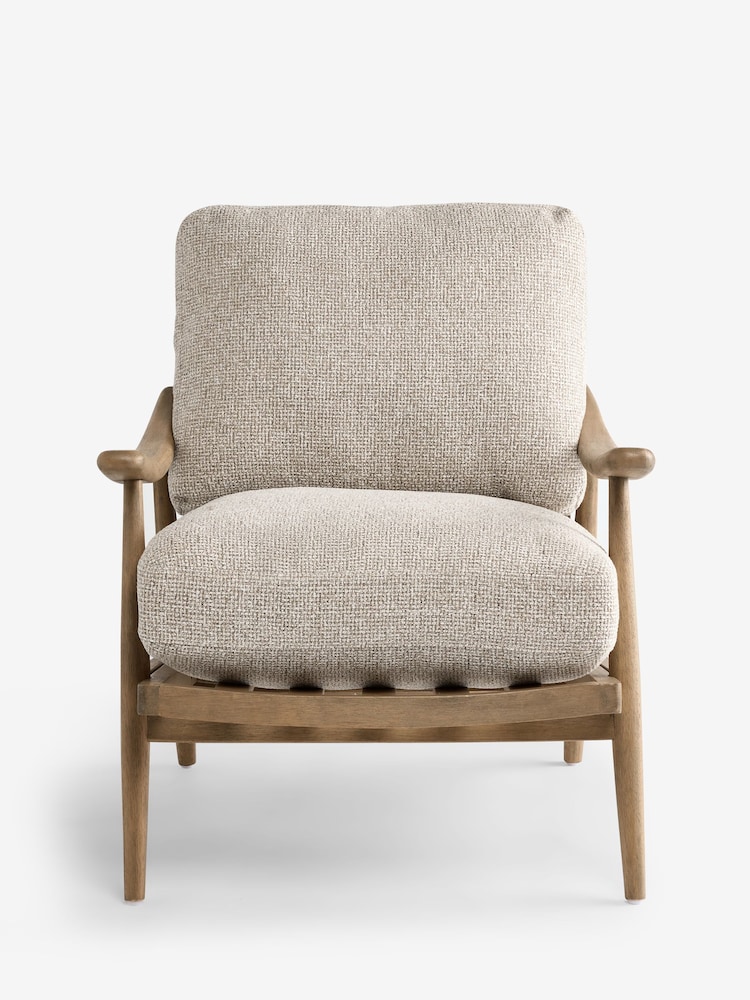 Textured Boucle Weave Mid Natural Hampton Wooden Accent Chair - Image 2 of 4