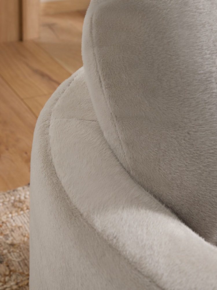 Alaska Faux Fur Taupe Natural Ellison Snuggle Chair - Image 2 of 10