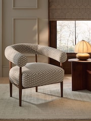 Metallic Broken Stripe Natural and Black Aire Wooden Accent Chair - Image 1 of 8