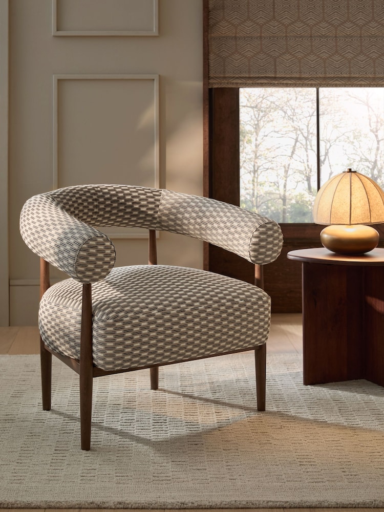 Metallic Broken Stripe Natural and Black Aire Wooden Accent Chair - Image 1 of 8