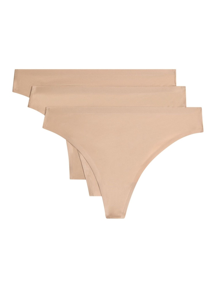 Chantelle One Size Soft Stretch Seamless Nude Thongs 3 Pack - Image 1 of 3