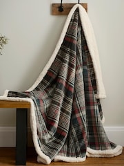 Dreams & Drapes Green Bennet Check Sherpa Reverse Throw - Image 1 of 4