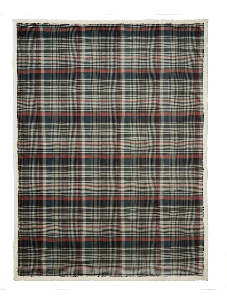 Dreams & Drapes Green Bennet Check Sherpa Reverse Throw - Image 2 of 4 Dreams & Drapes Green Bennet Check Sherpa Reverse Throw - Image 2 of 4