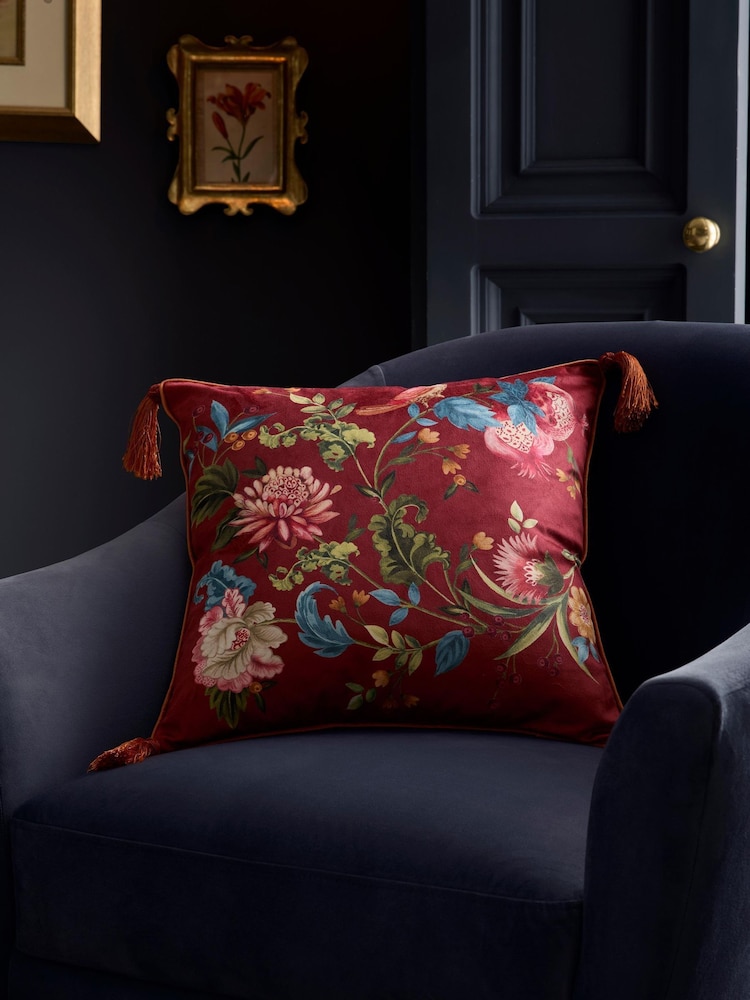 Dreams & Drapes Bejewelled Velvet Filled Cushion - صورة 1 من 5