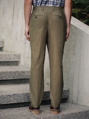 Khaki Green Relaxed Fit Cotton Blend Suit Trousers - Image 3 of 9