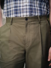 Khaki Green Relaxed Fit Cotton Blend Suit Trousers - Image 4 of 9