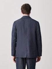 Blue Relaxed Fit Cotton Linen Blend Suit Blue Jacket - Image 3 of 10