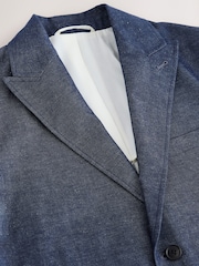 Blue Relaxed Fit Cotton Linen Blend Suit Blue Jacket - Image 7 of 10