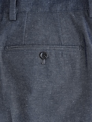 Bleu marine - Pantalon de costume décontracté en lin de coton Blend - Image 10 de 10