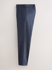 Navy Blue Relaxed Fit Cotton Linen Blend Suit Trousers - Image 6 of 9