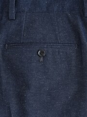Navy Blue Relaxed Fit Cotton Linen Blend Suit Trousers - Image 9 of 9