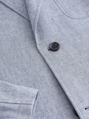 Chambray Blue Relaxed Fit Cotton Suit Jacket - Image 10 of 10