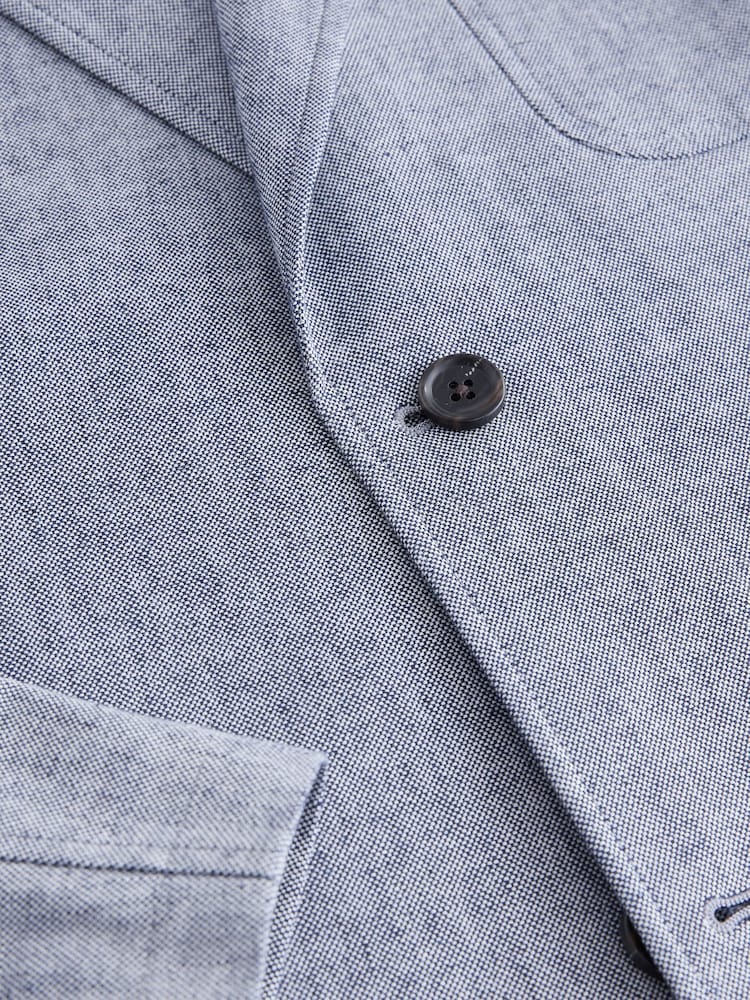 Chambray Blue Relaxed Fit Cotton Suit Jacket - Image 10 of 10