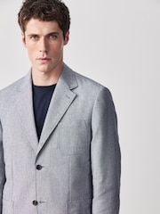 Chambray Blue Relaxed Fit Cotton Suit Jacket - Image 4 of 10