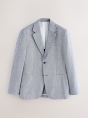 Chambray Blue Relaxed Fit Cotton Suit Jacket - Image 5 of 10