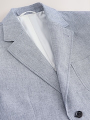 Chambray Blue Relaxed Fit Cotton Suit Jacket - Image 7 of 10