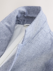 Chambray Blue Relaxed Fit Cotton Suit Jacket - Image 8 of 10