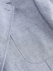 Chambray Blue Relaxed Fit Cotton Suit Jacket - Image 9 of 10