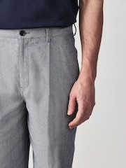 Chambray Blue Relaxed Fit Cotton Suit Trousers - Image 4 of 9