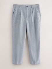 Chambray Blue Relaxed Fit Cotton Suit Trousers - Image 5 of 9
