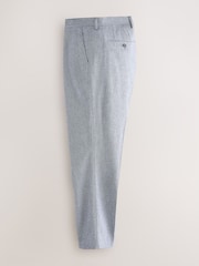 Chambray Blue Relaxed Fit Cotton Suit Trousers - Image 6 of 9