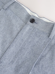 Chambray Blue Relaxed Fit Cotton Suit Trousers - Image 8 of 9