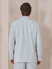 Albastru - Relaxed Fit Seersucker Stripe Suit Jacket - Imaginea 2 din 11