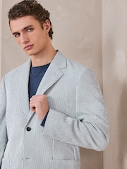 Albastru - Relaxed Fit Seersucker Stripe Suit Jacket - Imaginea 3 din 11