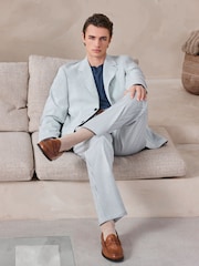 Albastru - Relaxed Fit Seersucker Stripe Suit Jacket - Imaginea 5 din 11