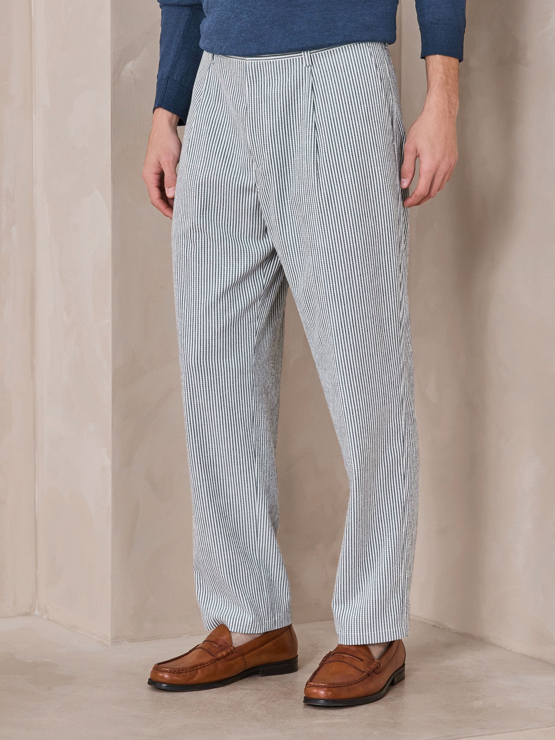 Buy Blue Relaxed Fit Seersucker Stripe Suit Trousers from Next Canada
