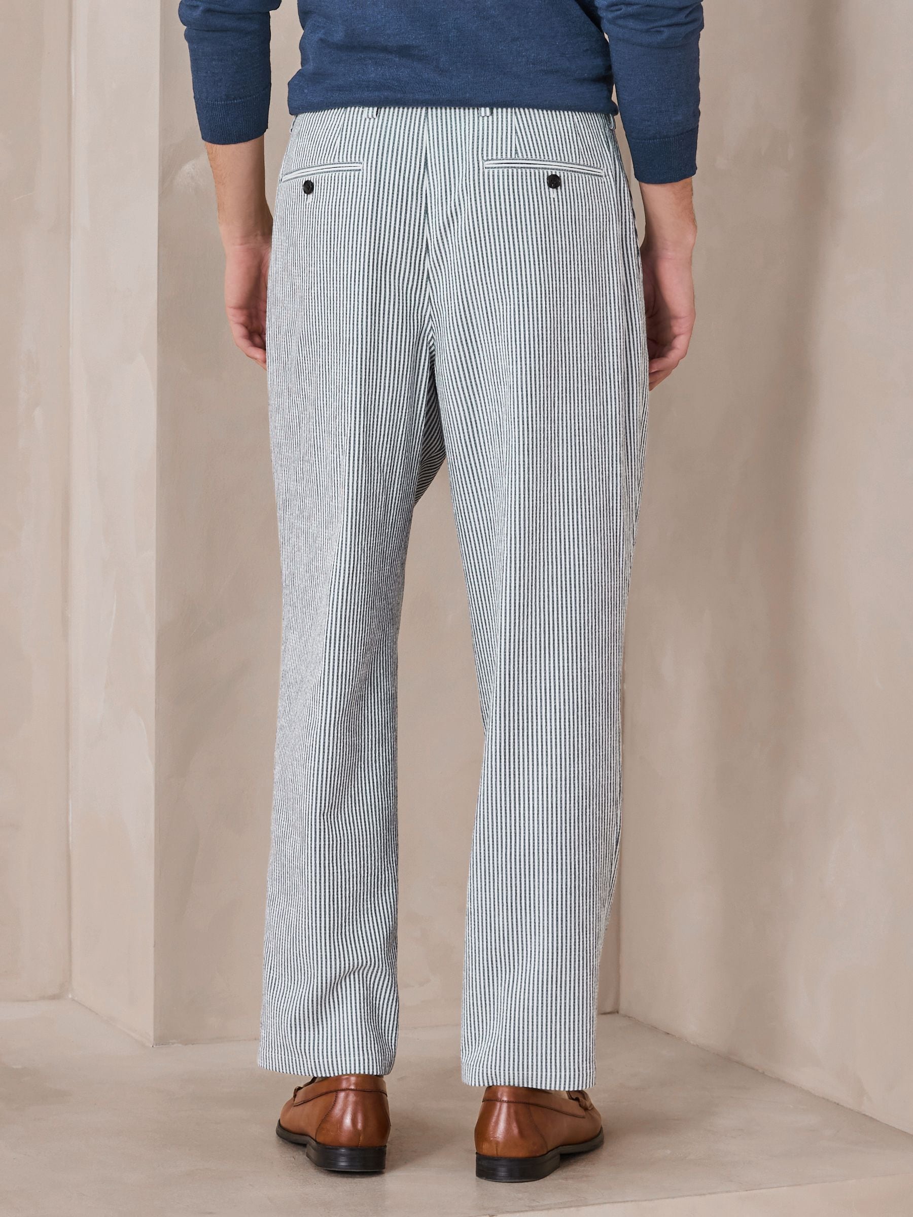 Buy Blue Relaxed Fit Seersucker Stripe Suit Trousers from Next Canada